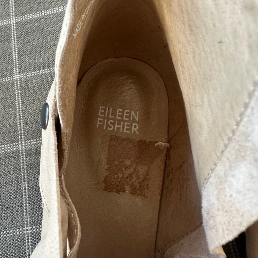 Eileen Fisher Billie Tumbled Nubuck Bootie Ankle Boots Women’s Size 8.5 Beige - Picture 7 of 11
